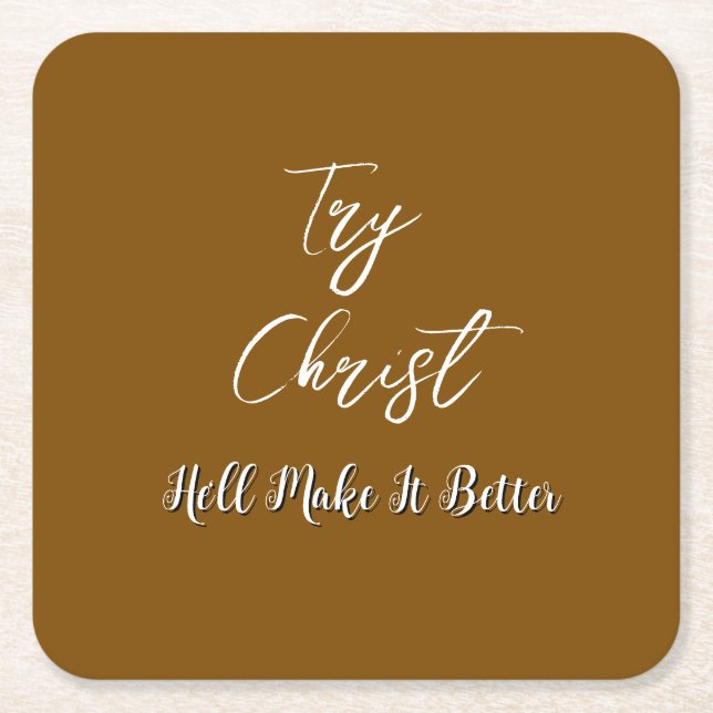Posavasos Cuadrado De Papel Prueba Christ Brown (Anverso)