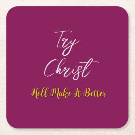 Posavasos Cuadrado De Papel Prueba Christ Burgundy