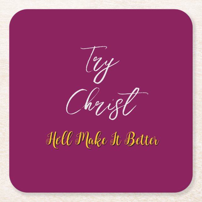 Posavasos Cuadrado De Papel Prueba Christ Burgundy (Anverso)