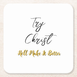 Posavasos Cuadrado De Papel Prueba Christ White