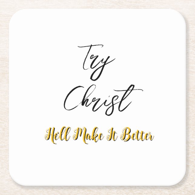 Posavasos Cuadrado De Papel Prueba Christ White (Anverso)