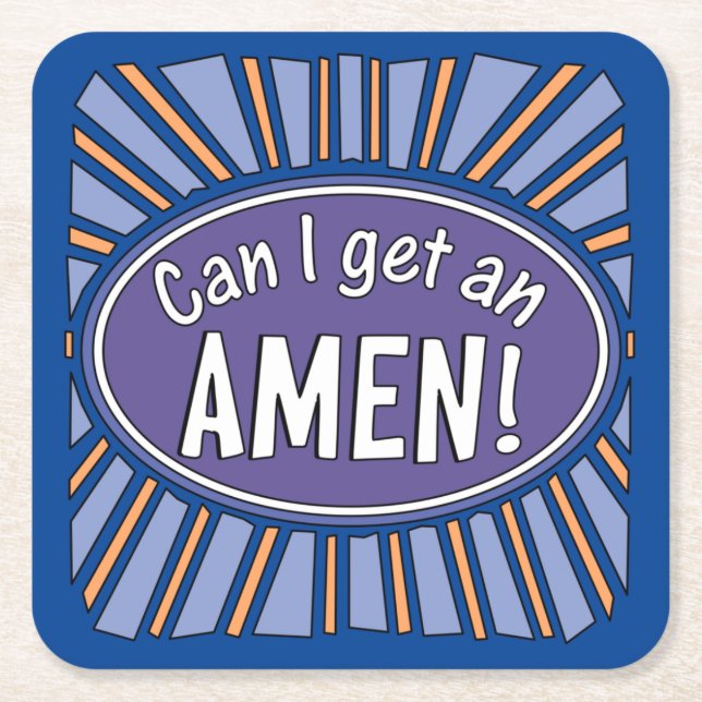 Posavasos Cuadrado De Papel ¿Puedo conseguir un AMEN? (Anverso)