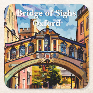 Posavasos Cuadrado De Papel Puente de suspiros en pintura de Gouache de Oxford
