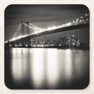 Posavasos Cuadrado De Papel Puente de Williamsburg en New York City en la