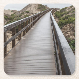 Posavasos Cuadrado De Papel Puente del pie en el parque de estado del lago oso