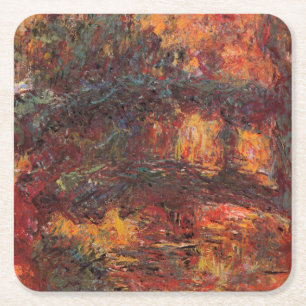 Posavasos Cuadrado De Papel Puente japonés - Claude Monet - c1920
