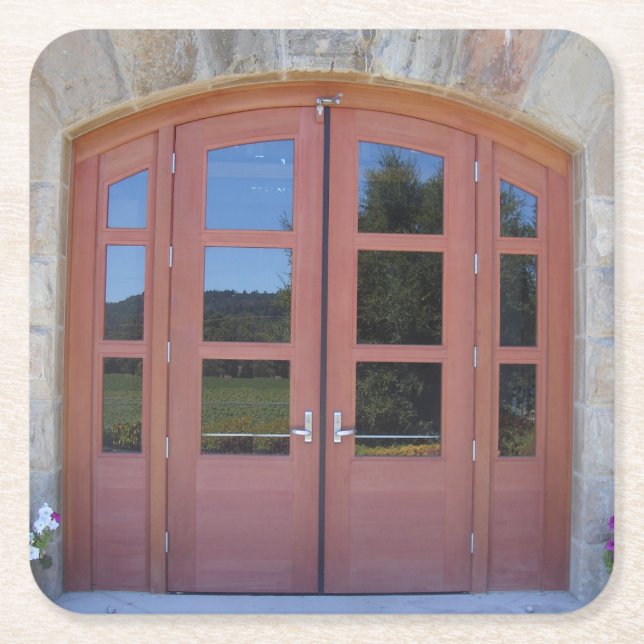 Posavasos Cuadrado De Papel Puerta de la bodega de Napa (Anverso)