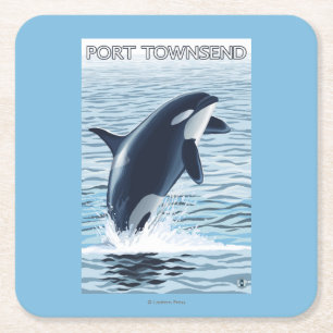 Posavasos Cuadrado De Papel Puerto Townsend, salto de WashingtonOrca