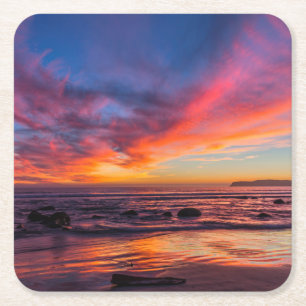 Posavasos Cuadrado De Papel Puesta de sol sobre el Pacífico desde Coronado 2