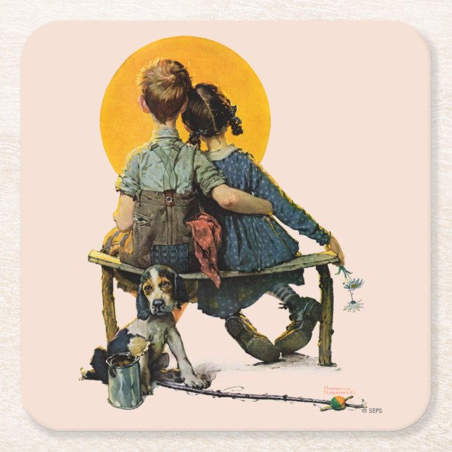 Posavasos Cuadrado De Papel Puesta del sol (Anverso)