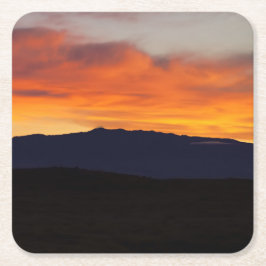 Posavasos Cuadrado De Papel Puesta del sol de Hualalai