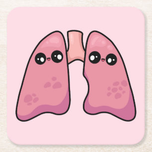 Posavasos Cuadrado De Papel Pulmones Adorables - Biología Humana