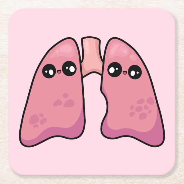 Posavasos Cuadrado De Papel Pulmones Cutos - Biología Humana (Anverso)