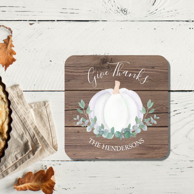 Posavasos Cuadrado De Papel Pumpkin Barn Wood Acción de Gracias (Subido por el creador)