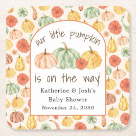 Posavasos Cuadrado De Papel Pumpkin Gourd Autumn Baby Shower