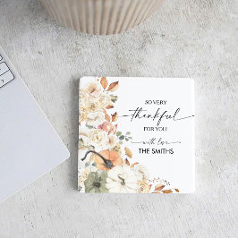 Posavasos Cuadrado De Papel Pumpkins Thanksgiving Dinner Square Paper Coaster