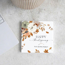 Posavasos Cuadrado De Papel Pumpkins Thanksgiving Dinner Square Paper Coaster