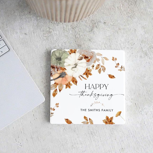 Posavasos Cuadrado De Papel Pumpkins Thanksgiving Dinner Square Paper Coaster (Subido por el creador)