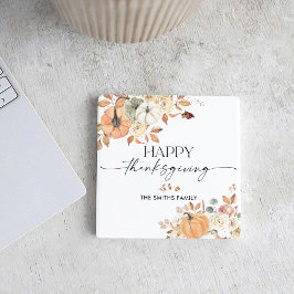 Posavasos Cuadrado De Papel Pumpkins Thanksgiving Dinner Square Paper Coaster