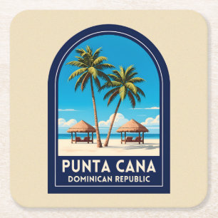 Posavasos Cuadrado De Papel Punta Cana Viajes Antiguos República Dominicana Re