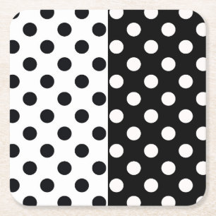 Posavasos Cuadrado De Papel Punto de Polka Inverso de la mitad de color blanco