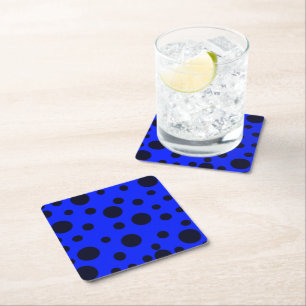 Posavasos Cuadrado De Papel Punto de polka negro simple moderno sobre el patró