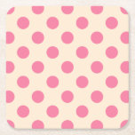 Posavasos Cuadrado De Papel Punto de polka rosa sobre crema<br><div class="desc">Punto de polka rosa sobre crema</div>