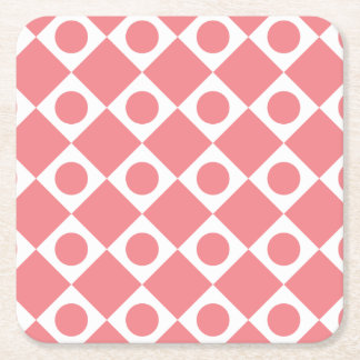 Posavasos Cuadrado De Papel Punto retro blanco