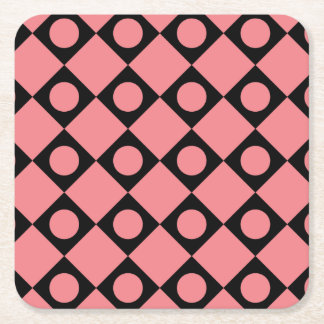 Posavasos Cuadrado De Papel Punto retro negro