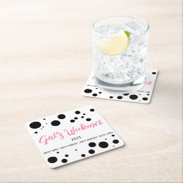 Posavasos Cuadrado De Papel Punto rosa del fin de semana del Chica personaliza