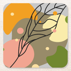 Posavasos Cuadrado De Papel Puntos abstractos interesantes con hojas