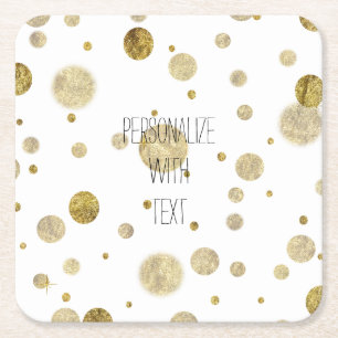 Posavasos Cuadrado De Papel Puntos de Confetti de Bokeh de oro