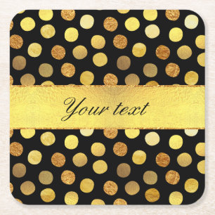 Posavasos Cuadrado De Papel Puntos de confetti de Relieve metalizado dorado ne