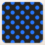 Posavasos Cuadrado De Papel Puntos de polka azul y negro<br><div class="desc">Puntos de polka azul y negro</div>