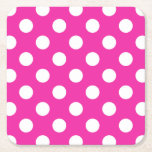 Posavasos Cuadrado De Papel Puntos de polka blanco en fuchsia<br><div class="desc">Puntos de polka blanco en fuchsia</div>