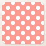 Posavasos Cuadrado De Papel Puntos de polka blanco sobre melocotón<br><div class="desc">Puntos de polka blanco sobre melocotón</div>