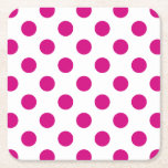 Posavasos Cuadrado De Papel Puntos de polka de Fuchsia<br><div class="desc">Fuchsia y puntos de polka blanco</div>