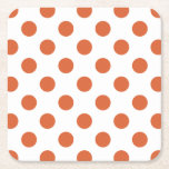 Posavasos Cuadrado De Papel Puntos de polka naranja quemados<br><div class="desc">La polka naranja quemada tiene un fondo blanco.</div>