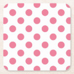 Posavasos Cuadrado De Papel Puntos de polka rosa y blanco<br><div class="desc">Puntos de polka rosa y blanco</div>