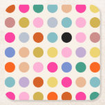 Posavasos Cuadrado De Papel Puntos geométricos de color vintage<br><div class="desc">Puntos geométricos vintage coloridos - diseño retro - fondo blanco crema y puntos coloridos en rosa,  amarillo,  verde,  azul y naranja.</div>
