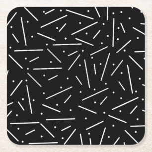 Posavasos Cuadrado De Papel Puntos y puntos en la escoria de papel negro