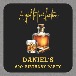Posavasos Cuadrado De Papel Puro y Whisky Envejecido a la Perfección Cumpleaño
