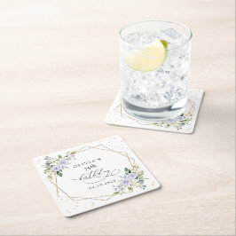 Posavasos Cuadrado De Papel Purple Flowers, White Flowers, Greenery, Birthday