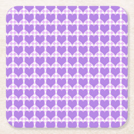 Posavasos Cuadrado De Papel Purple Hearts Seamless Pattern