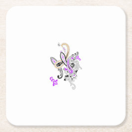 Posavasos Cuadrado De Papel Purple-Magenta, Naranja Reddish, escayola de papel