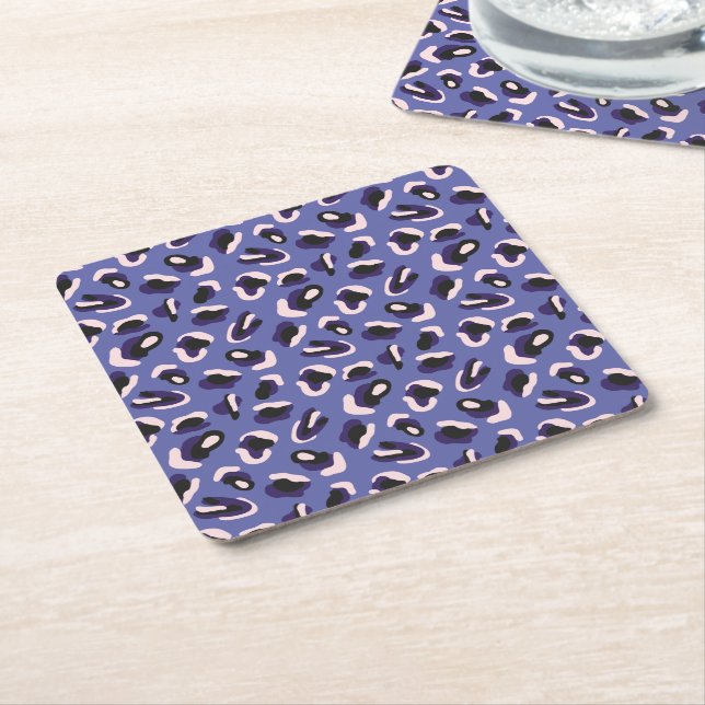 Posavasos Cuadrado De Papel Púrpura Resumen de la impresión en animales (En perspectiva)