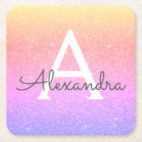 Purpurina arcoiris y espuma Monograma Cumpleaños