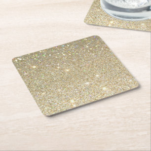 Posavasos Cuadrado De Papel purpurina de oro y plata