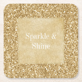 Posavasos Cuadrado De Papel Purpurina Gold Glitz Sparkle