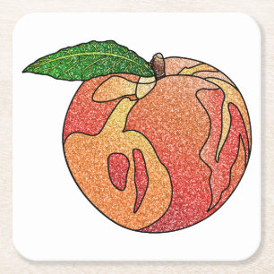 Posavasos Cuadrado De Papel Purpurina Peach